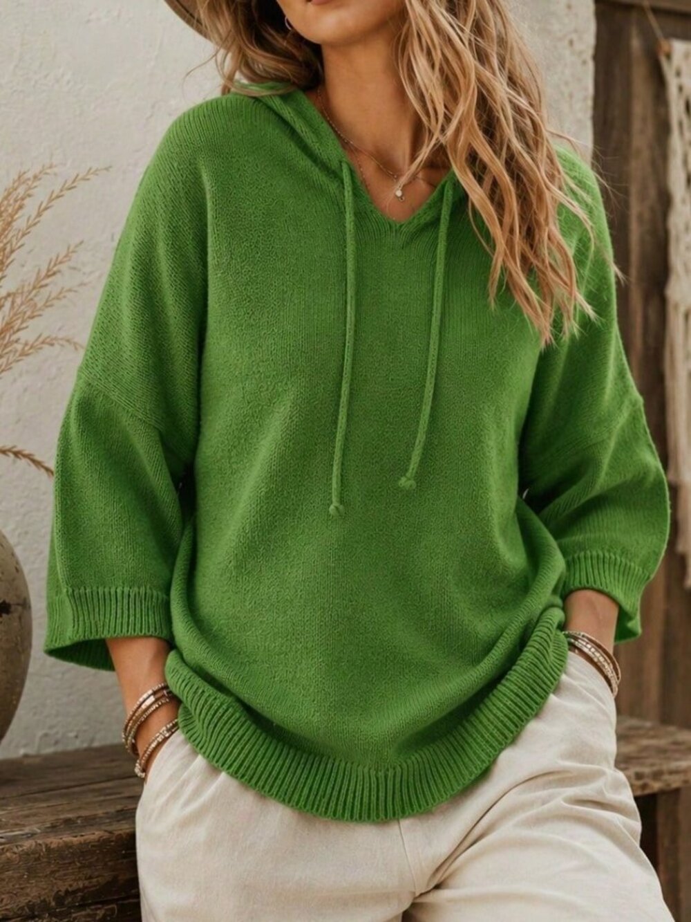 Green Casual Women's Regular Drawstring Pullovers